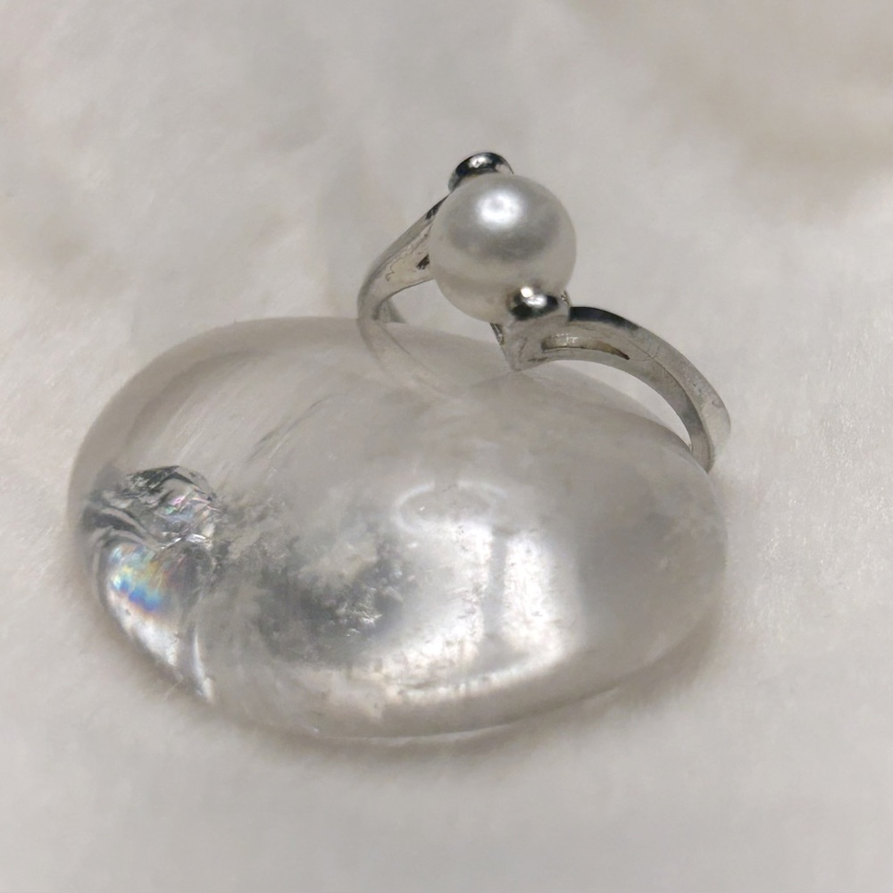 Vintage White Pearl & Silver Anniversary Ring